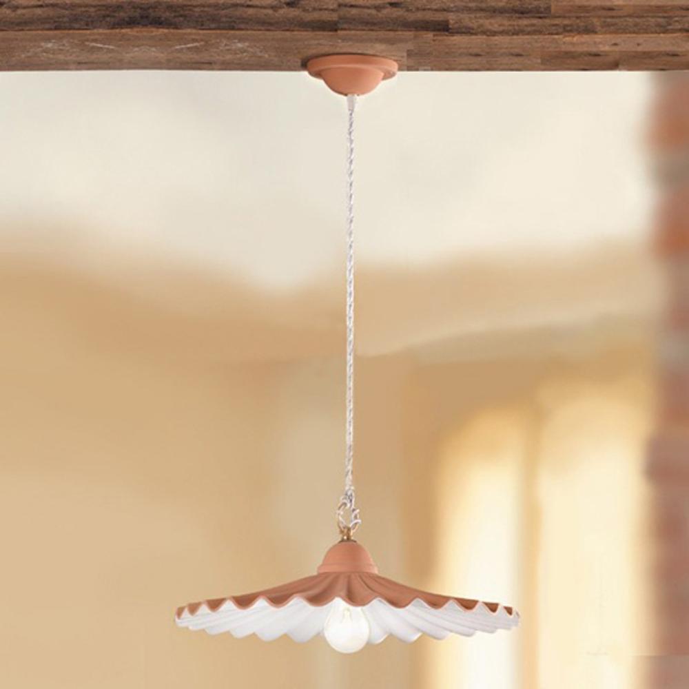 mediterran stilusu fuggesztek lampa tegla szinu klasszikus vitnage procelan festett tegla szinu lampak keramia porcel ebedlo asztal vilagitas provence balaton paraszthaz.jpg